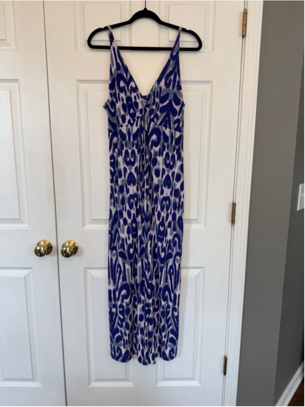 Women's Mixit Maxi Dress Size L Blue Grey Patterned Sleeveless